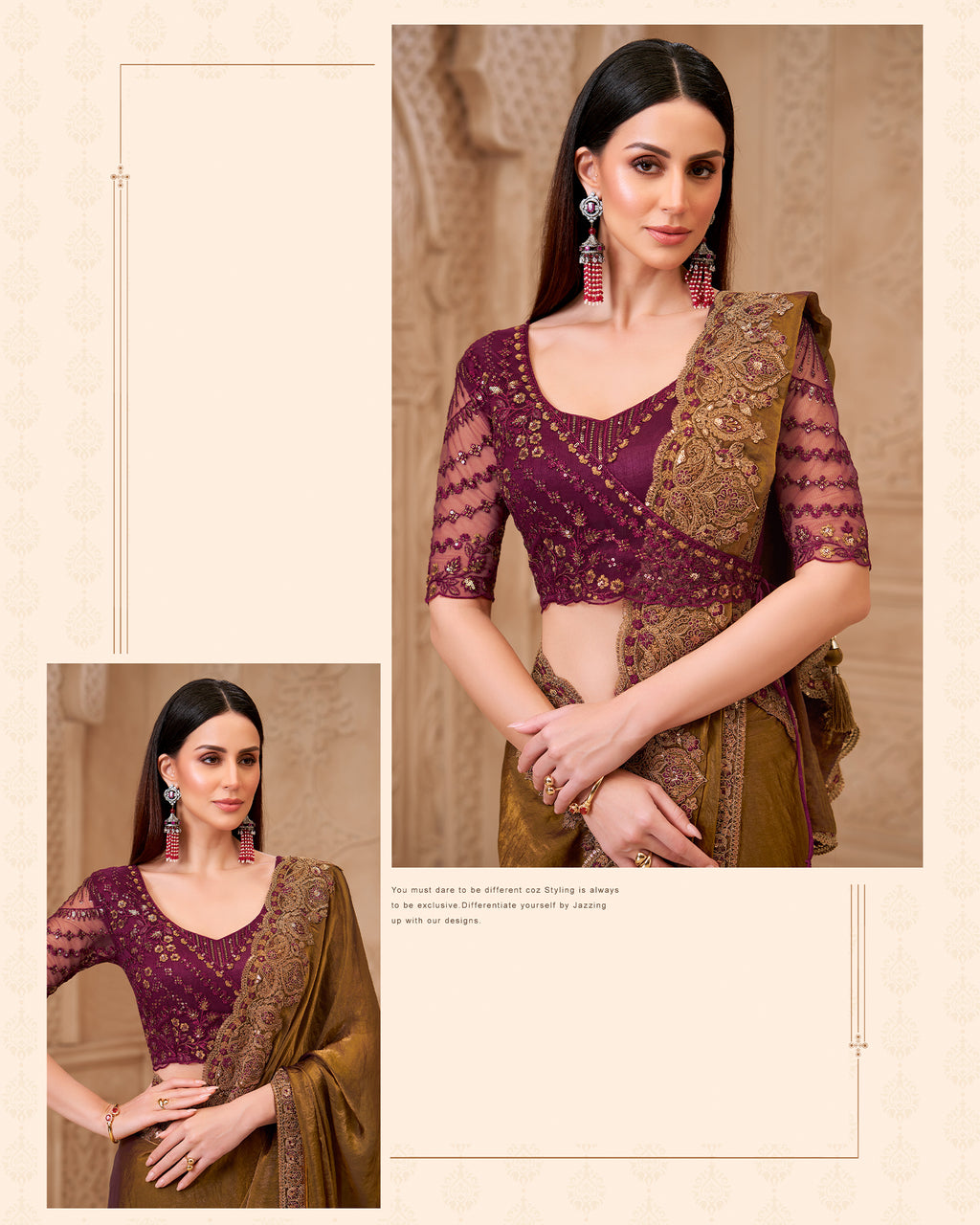 Rajshree Mehfil – Antique Gold Tissue Saree