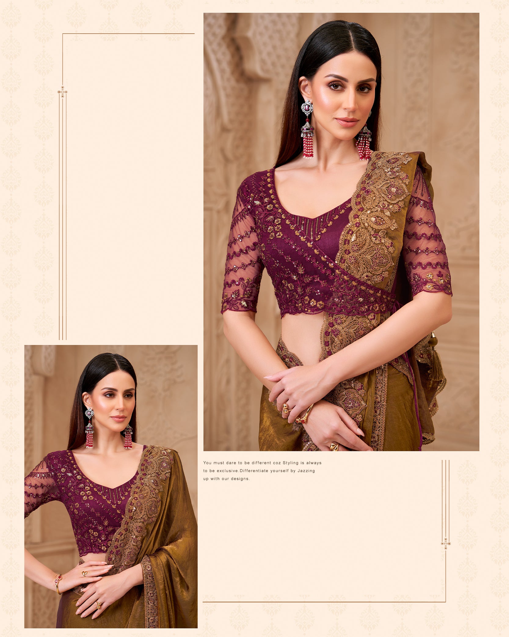 Rajshree Mehfil – Antique Gold Tissue Saree