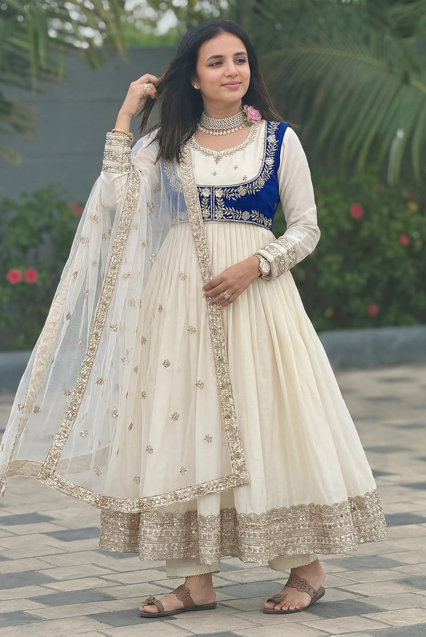 Royal Embroidered Anarkali Kurta Set with Dupatta