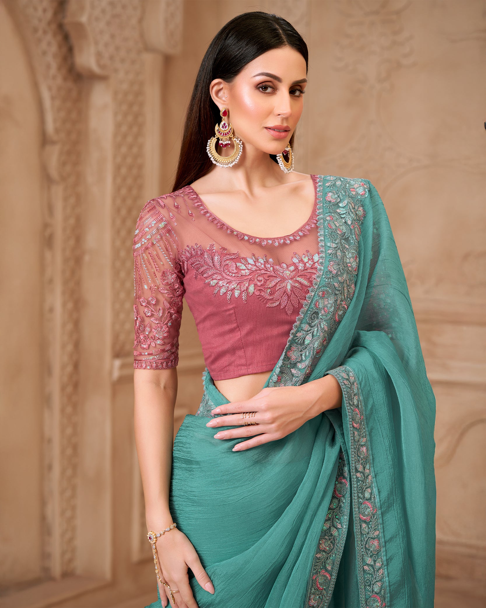 Meher Aabha – Aqua Heritage Saree