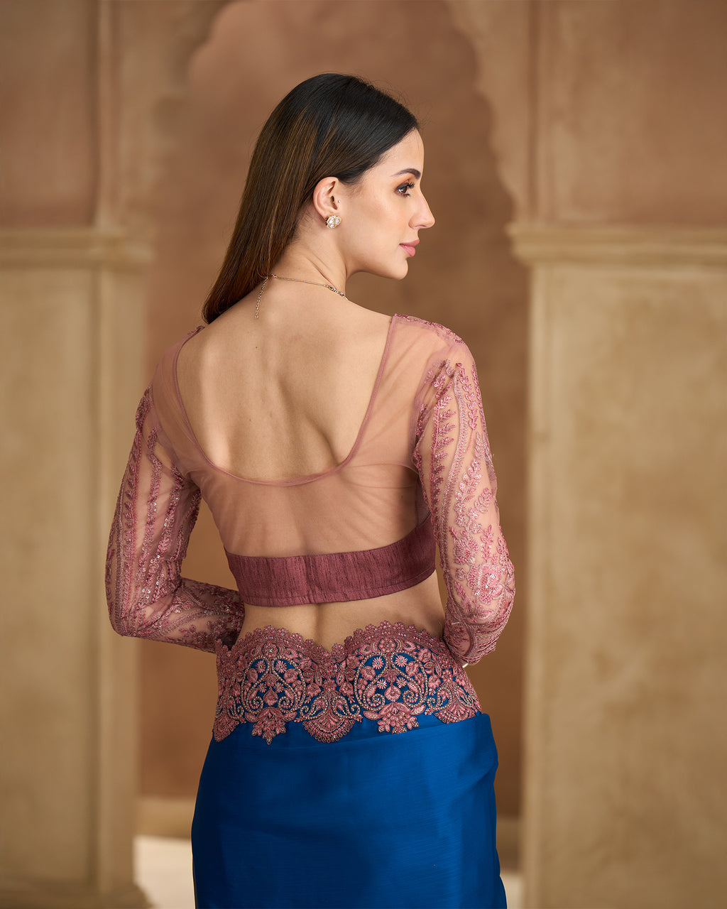 Zarmina Raaz – Teal Wine Regal Saree