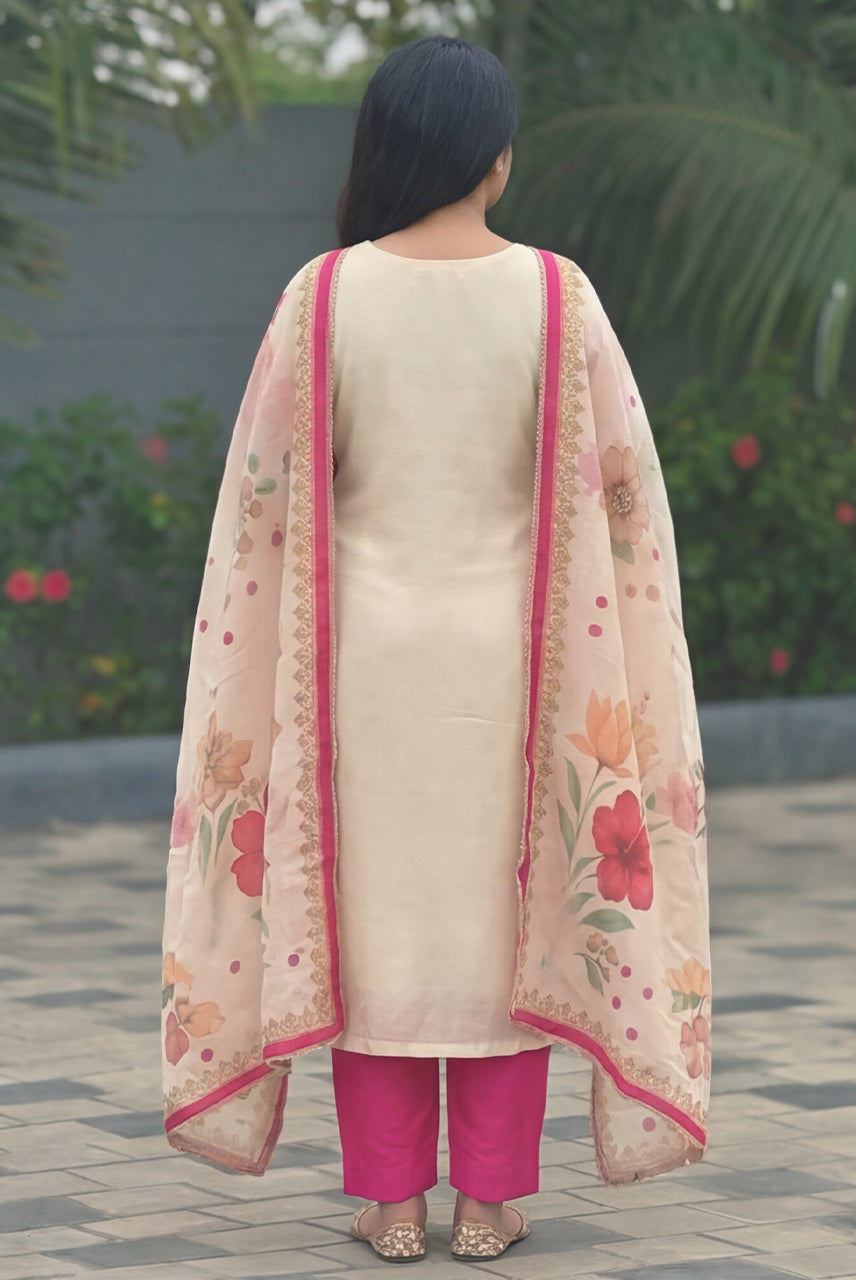 Floral Printed Straight Kurta Set with Dupatta