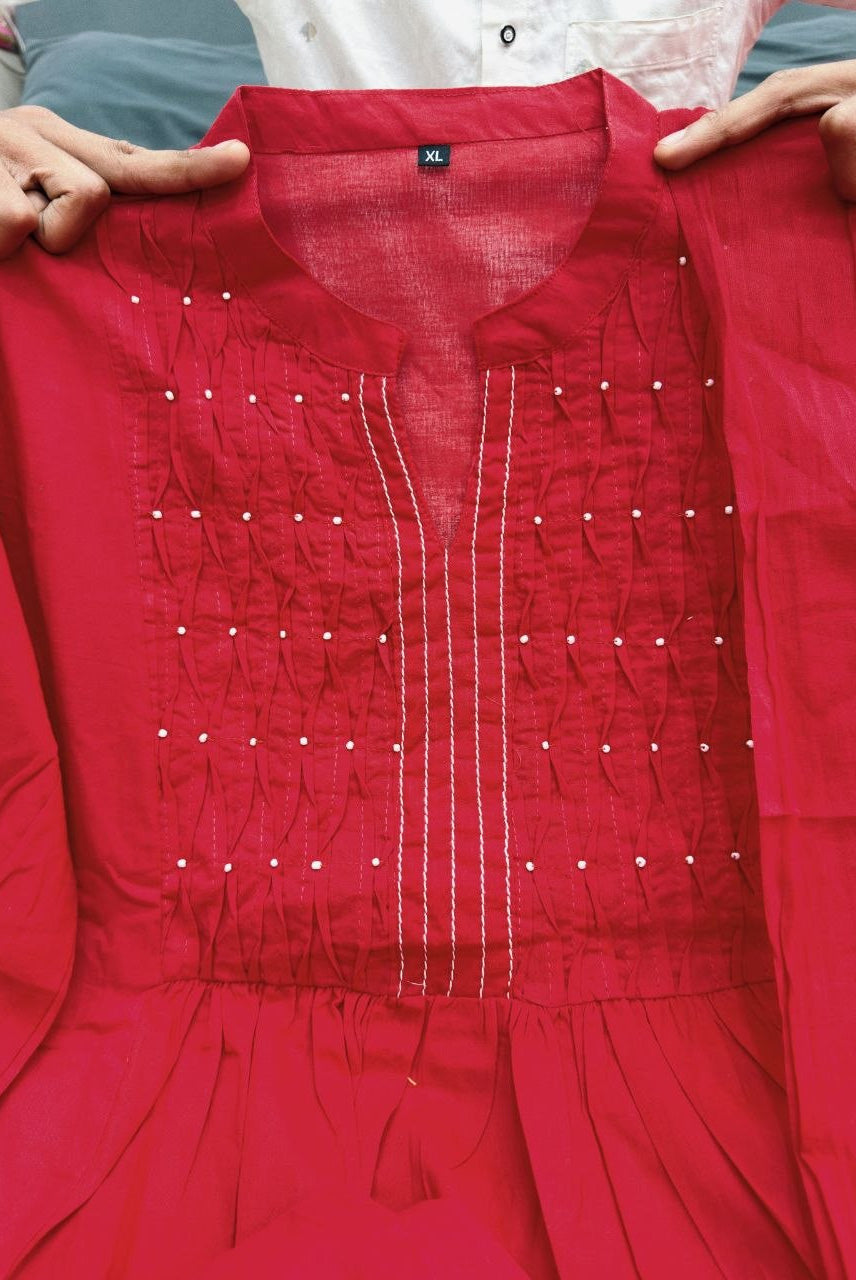 Rani Pink Embroidered Anarkali Kurta Set with Dupatta