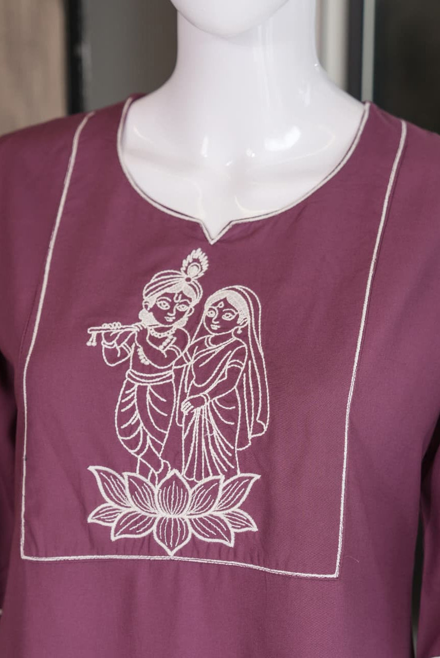 Plum Purple Embroidered Co-Ord Set for Women