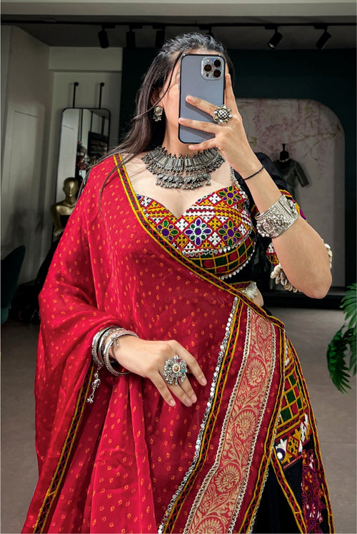 Black Kutchi Embroidered Lehenga Set