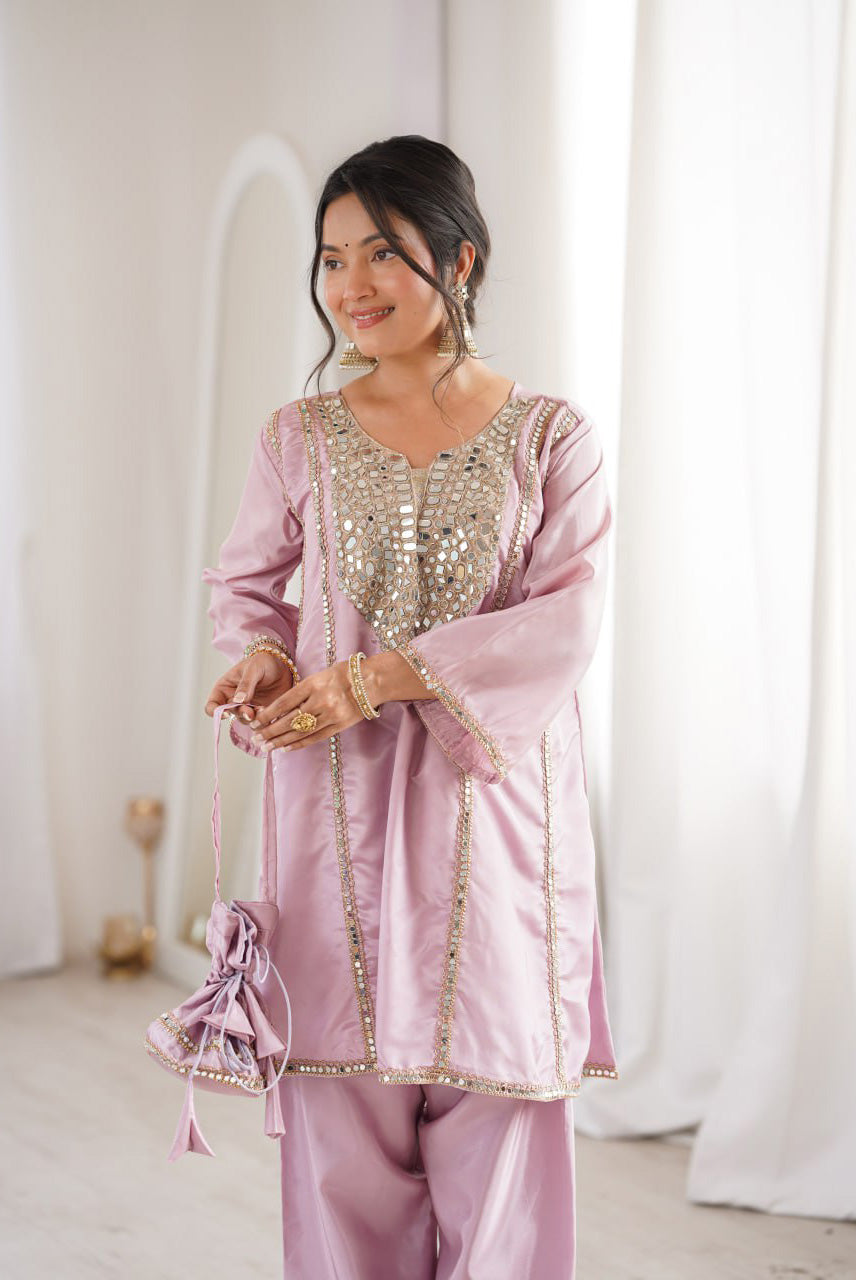 Rosé Noor Mirror Work Co-Ord Set