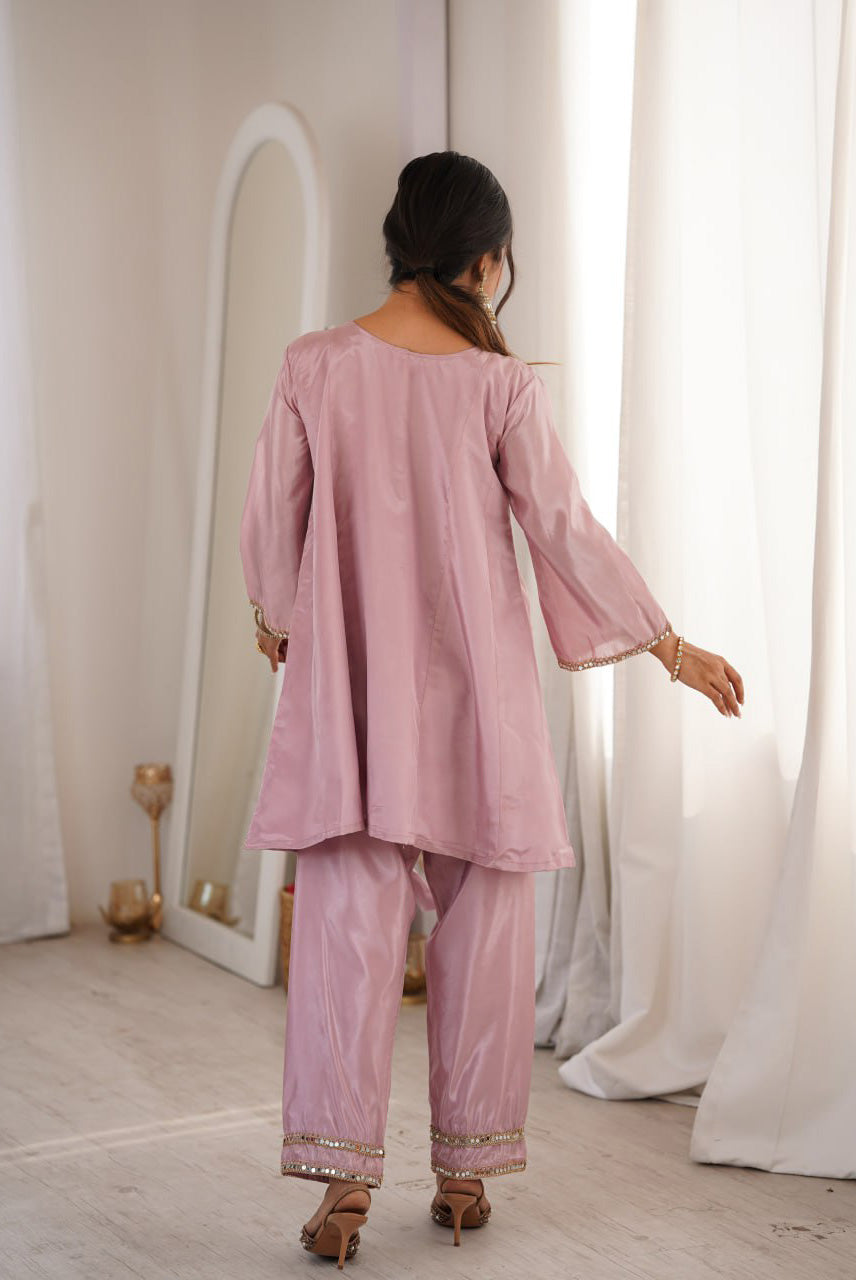 Rosé Noor Mirror Work Co-Ord Set
