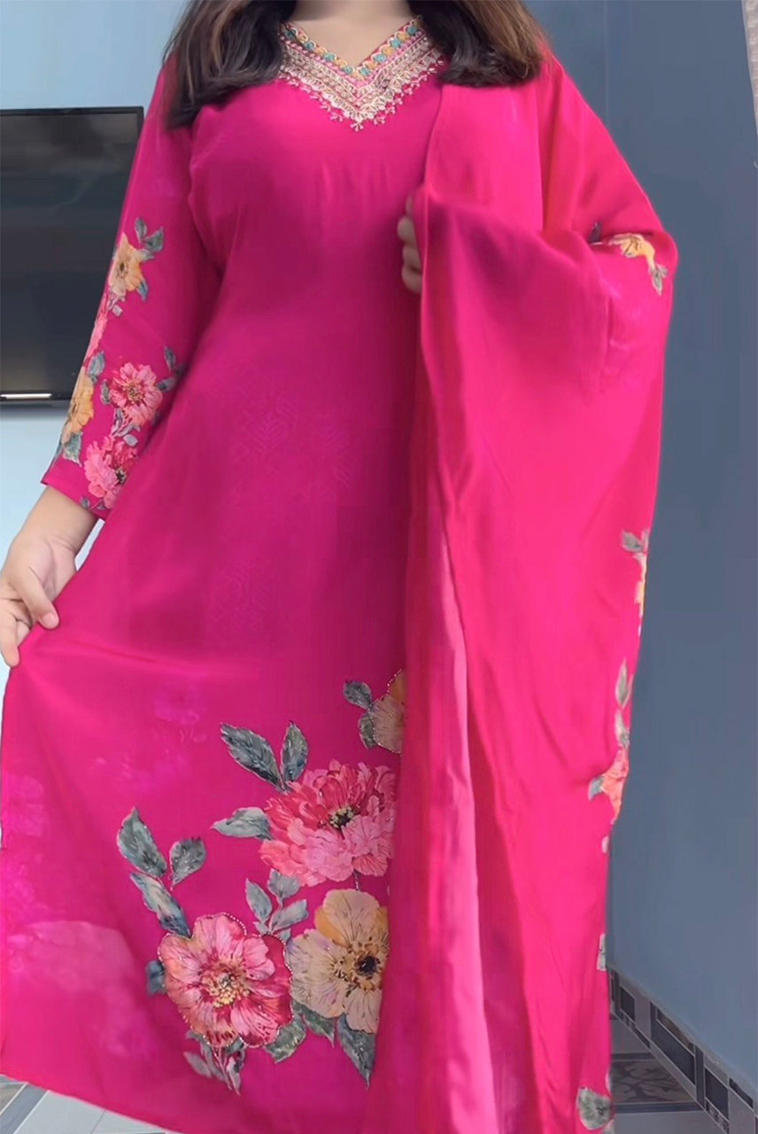 Fuchsia Bloom Luxury Suit Set