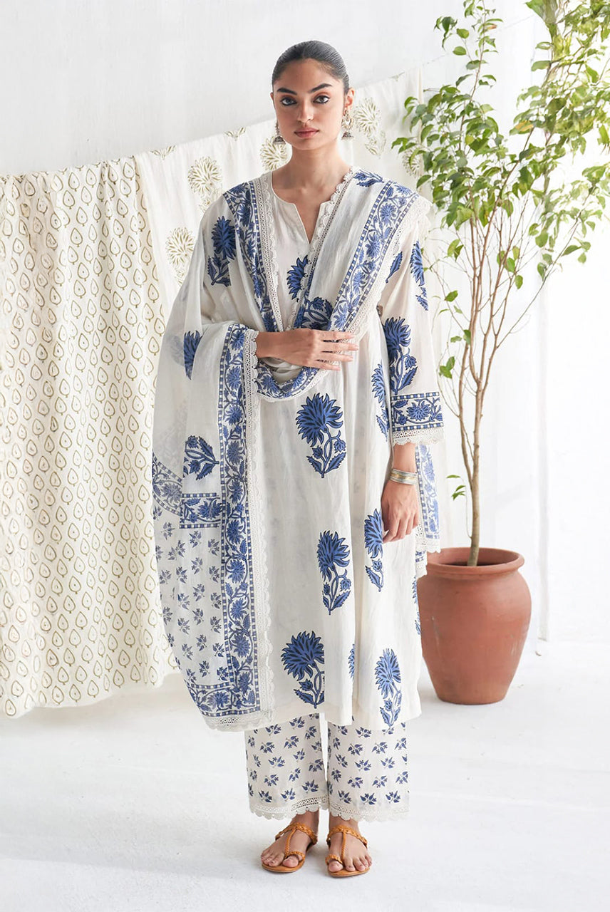 Indigo Heritage Cotton Suit Set