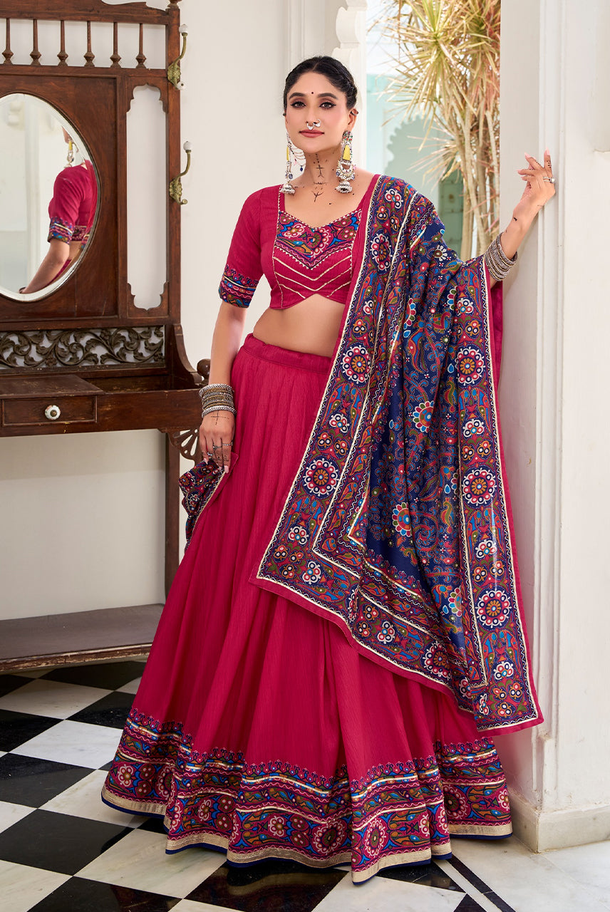 Rani Pink Navratri Lehenga Choli Set