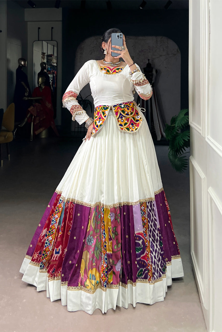 Ivory Multicolor Patchwork Anarkali Set