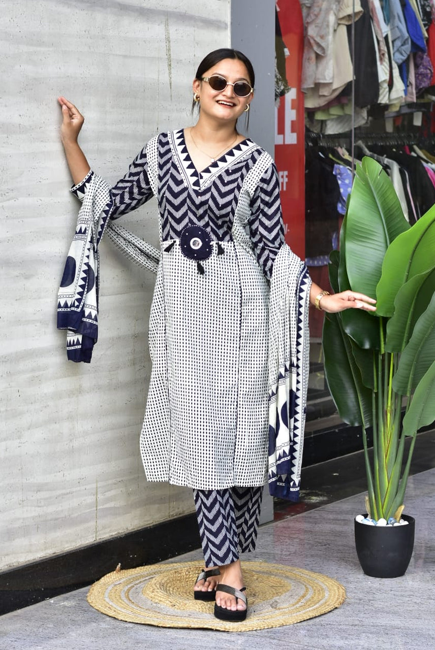 Indigo Boho Print Kurta Set