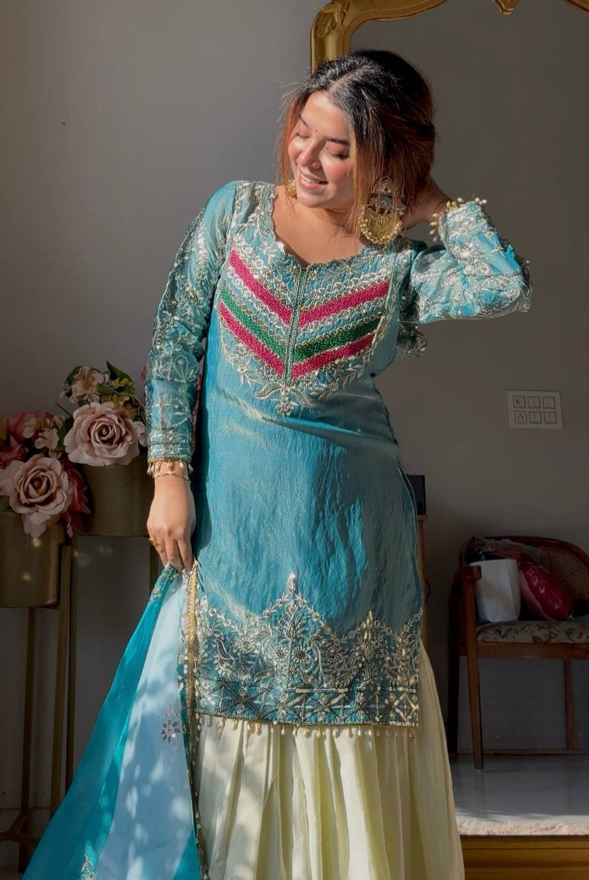 Aqua Noor Gharara Set