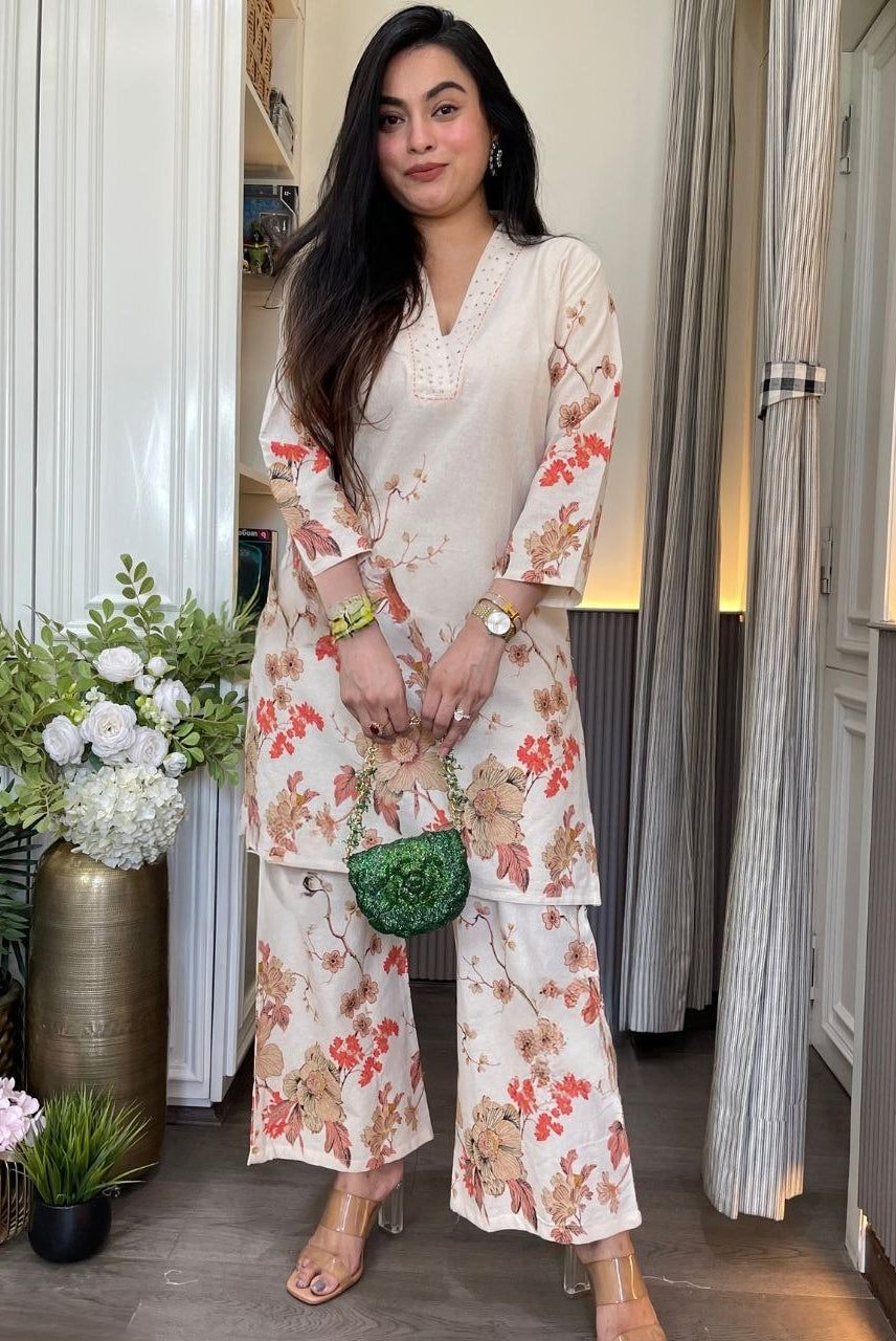 Ivory Bloom Luxe Co-ord Set