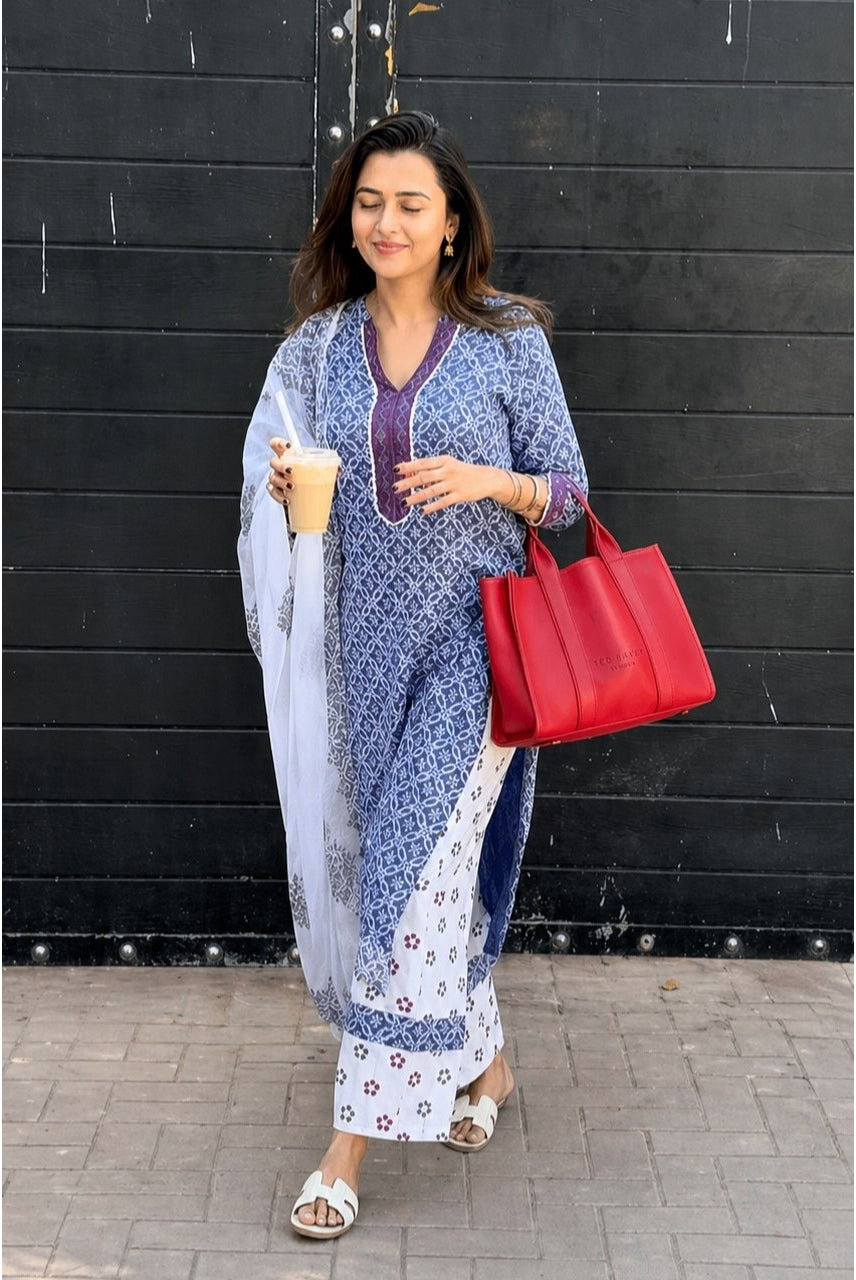 Azure Grace Printed Suit Set