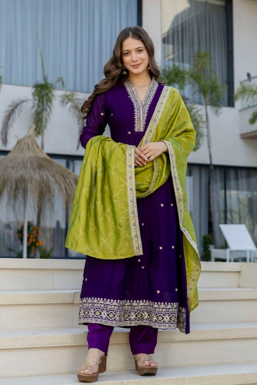 Royal Violet Festive Suit Set