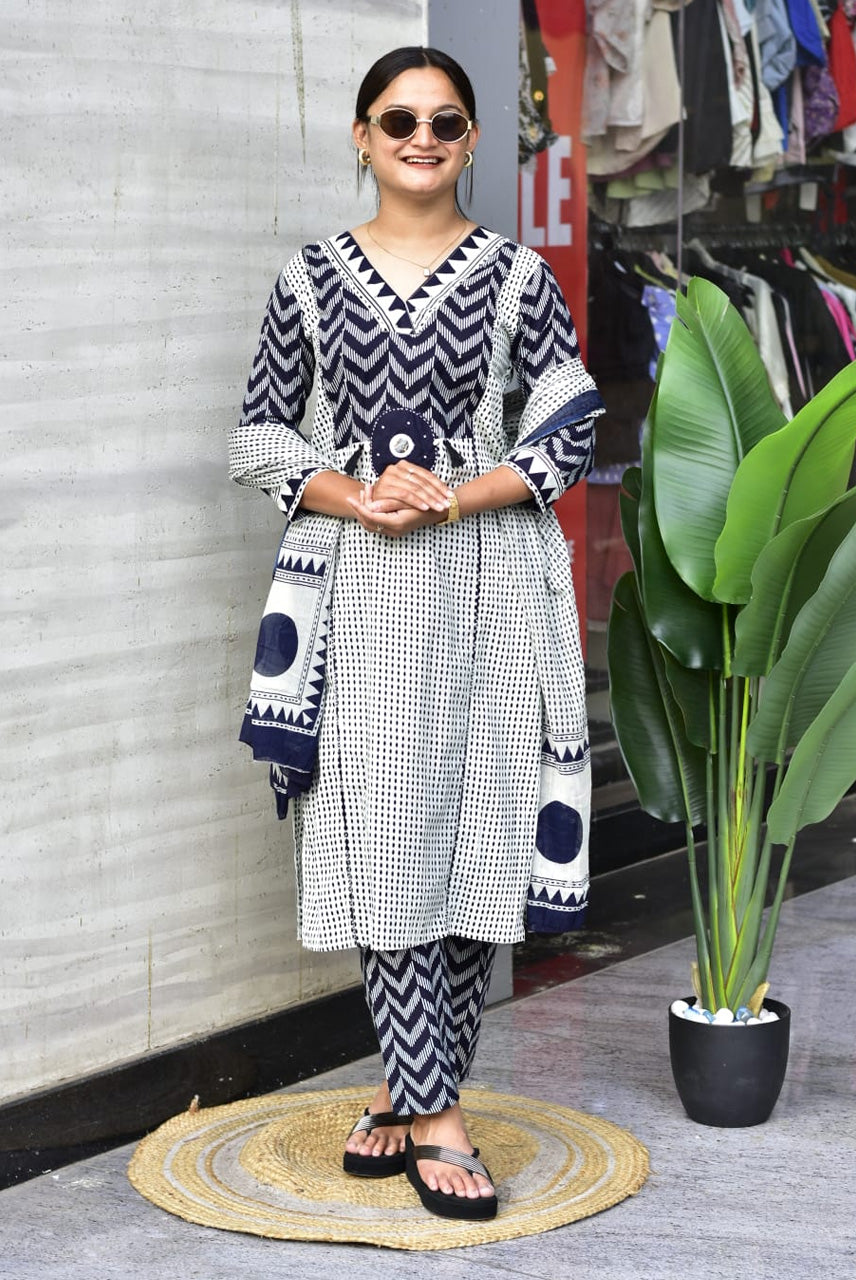 Indigo Boho Print Kurta Set
