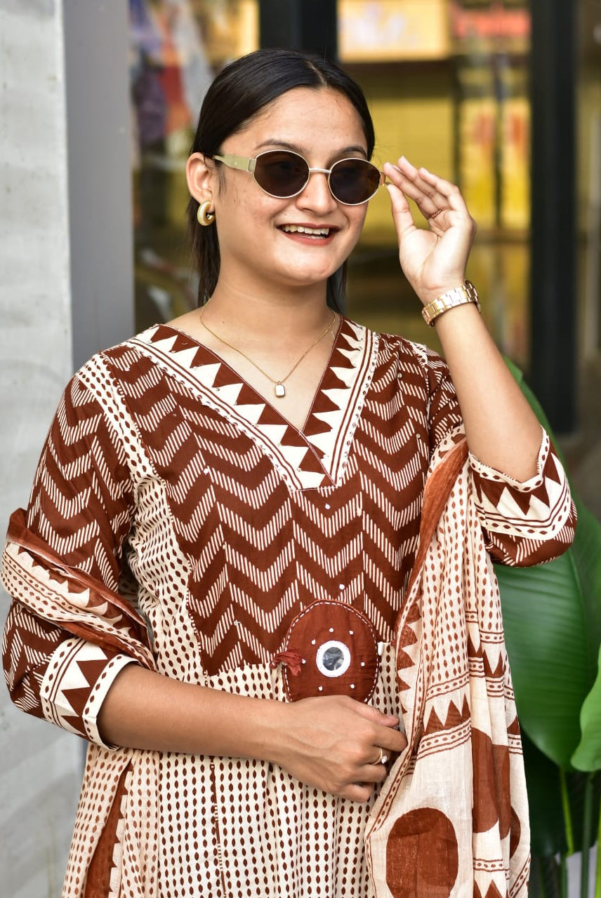 Earthy Tribal Print Kurta Set