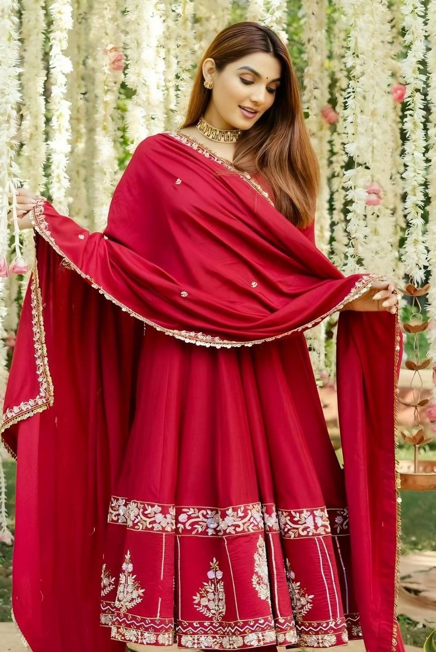 Rang Mahal Crimson Anarkali Set