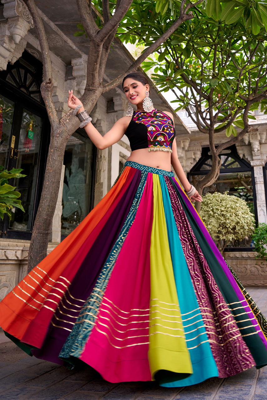 Rangilo Navratri Multicolor Mirror Work Chaniya Choli Set
