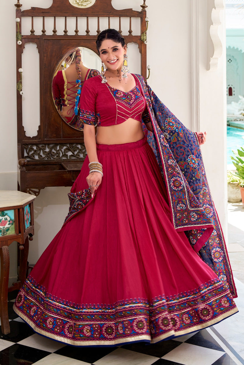 Rani Pink Navratri Lehenga Choli Set
