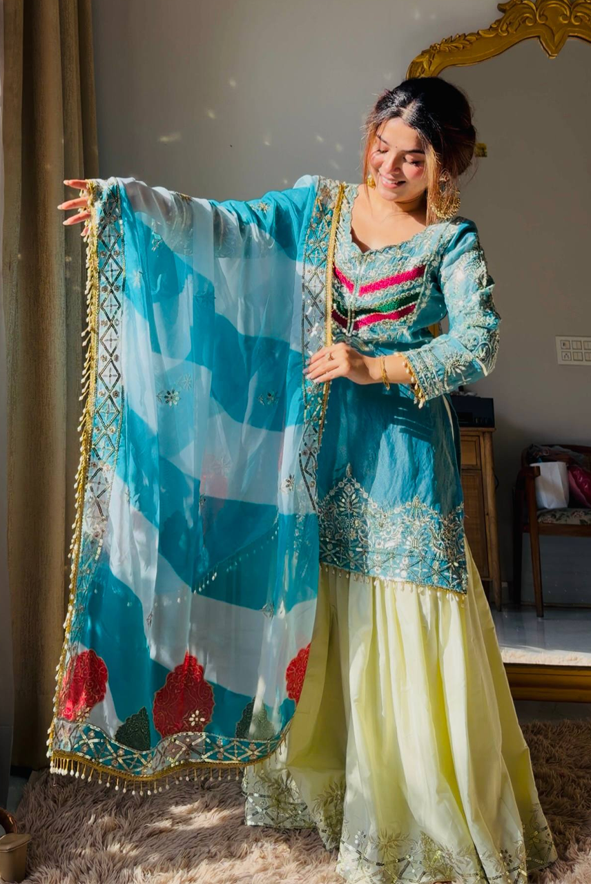 Aqua Noor Gharara Set