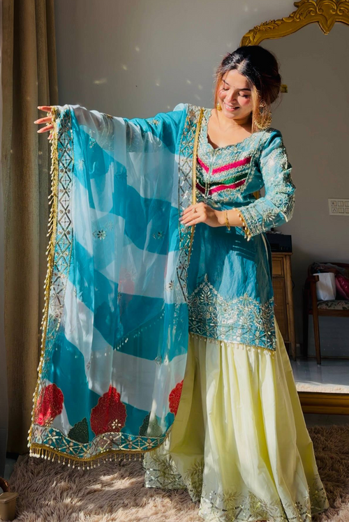 Aqua Noor Gharara Set
