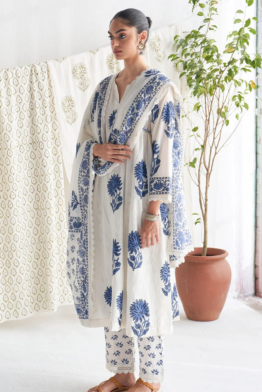 Indigo Heritage Cotton Suit Set