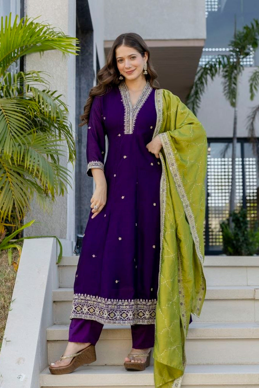 Royal Violet Festive Suit Set