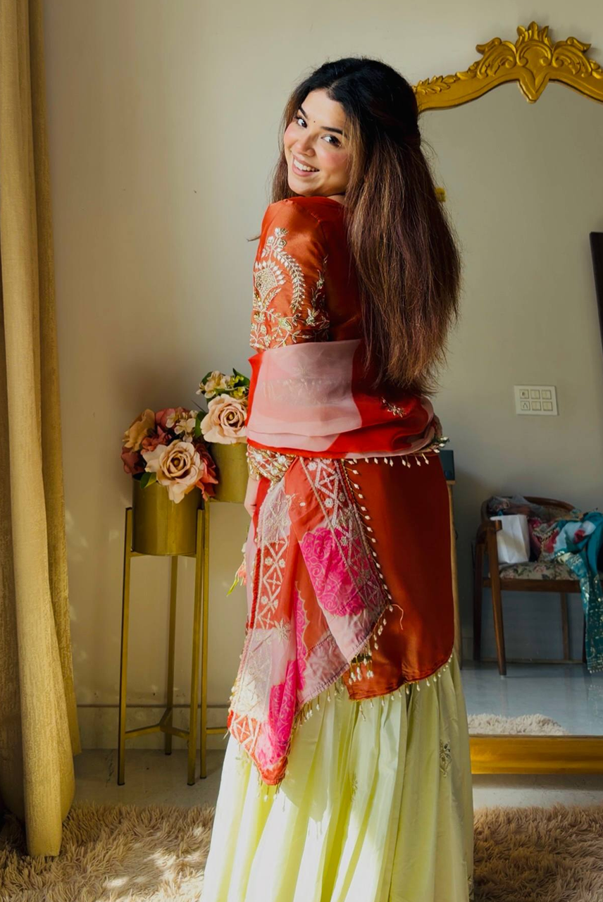 Rust Noor Gharara Set