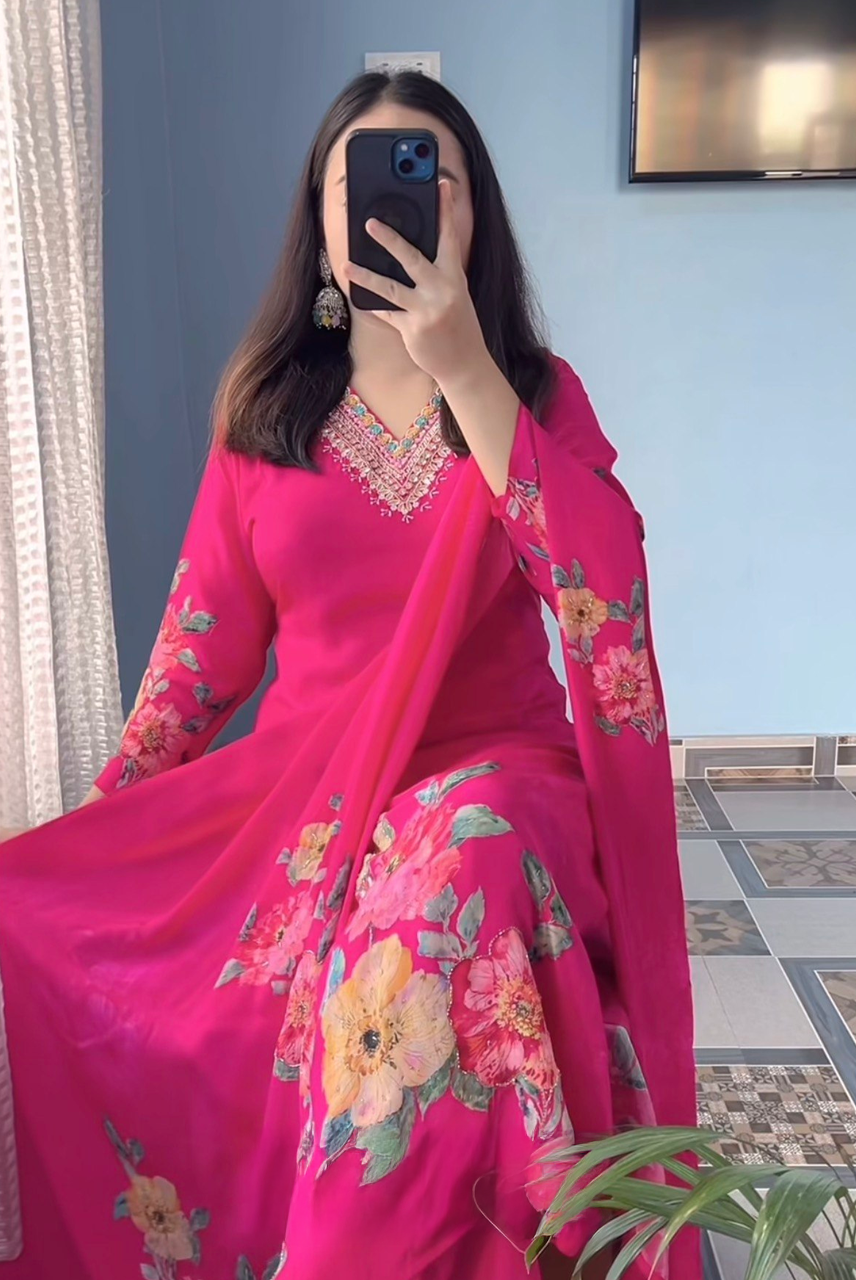Fuchsia Bloom Luxury Suit Set