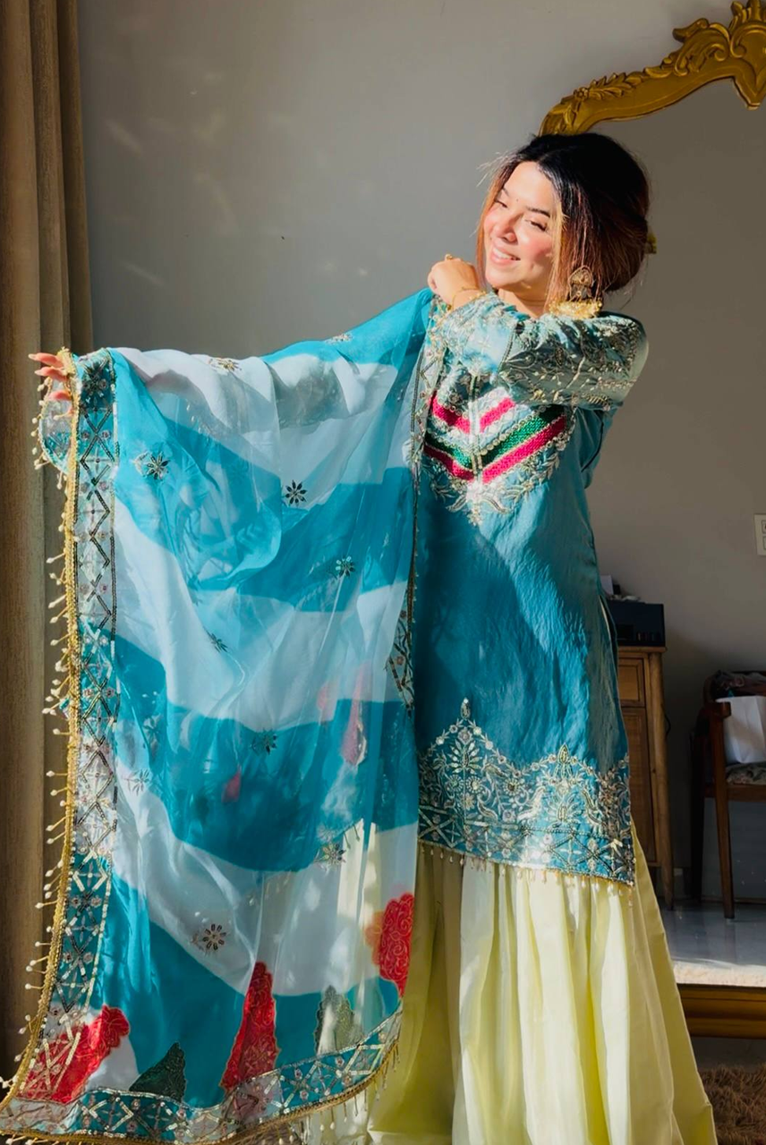 Aqua Noor Gharara Set