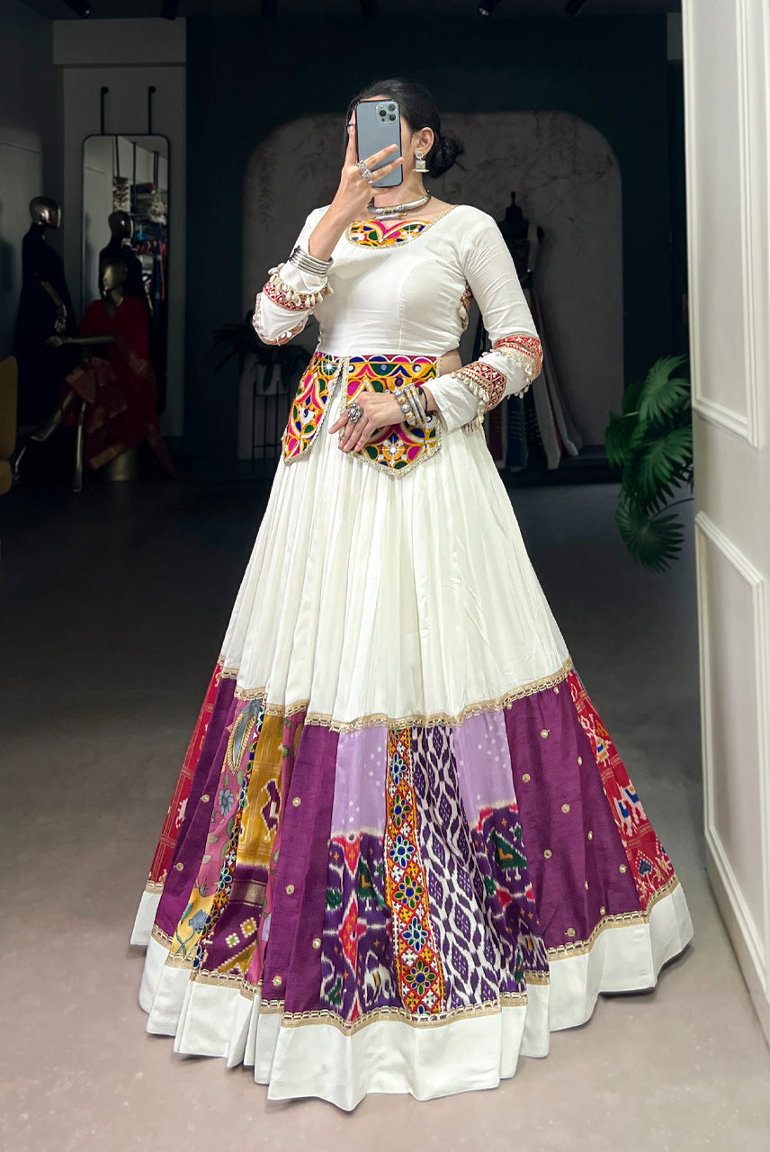Ivory Multicolor Patchwork Anarkali Set