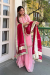 Blush Pink Embroidered Sharara Set with Rani Dupatta
