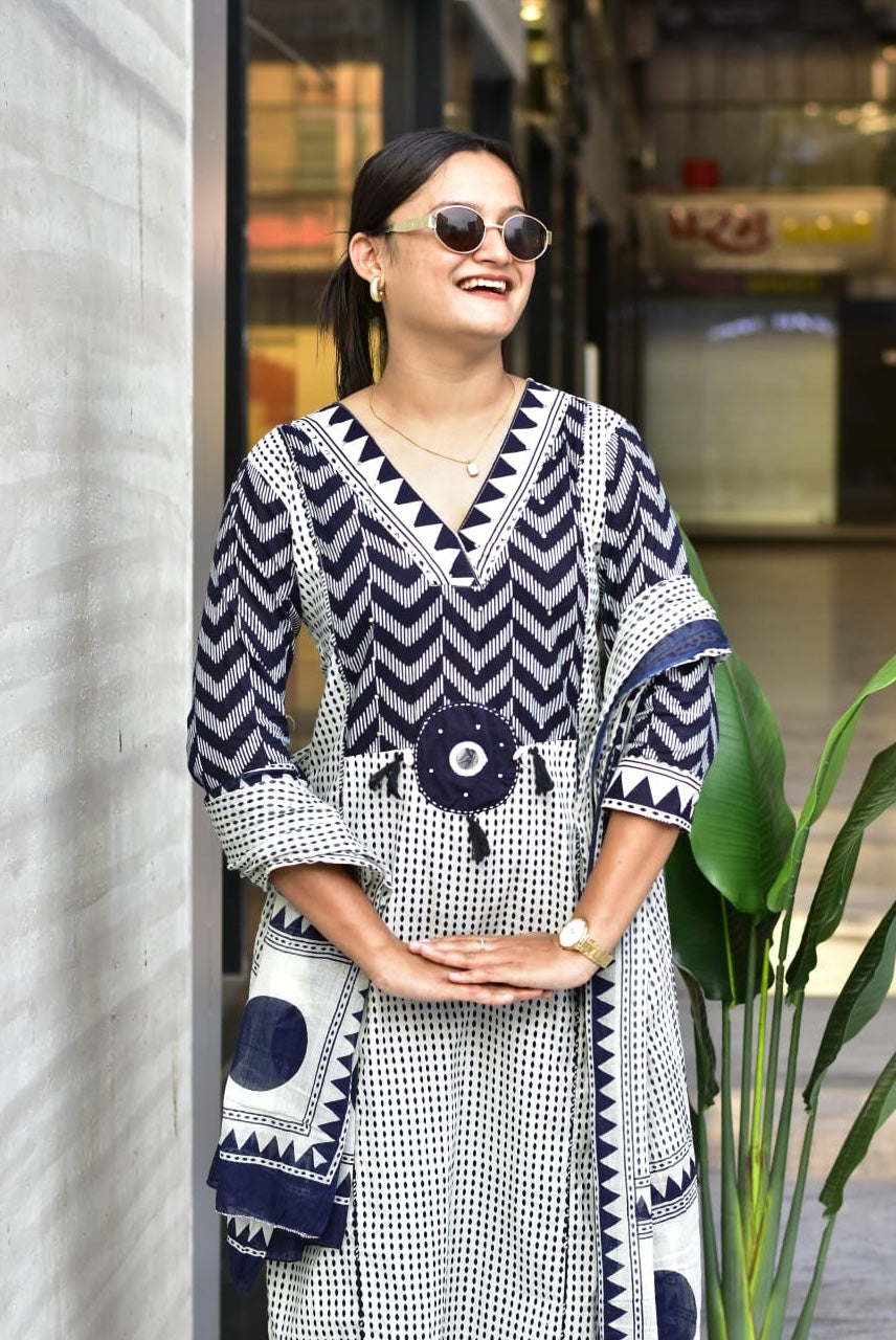 Indigo Boho Print Kurta Set