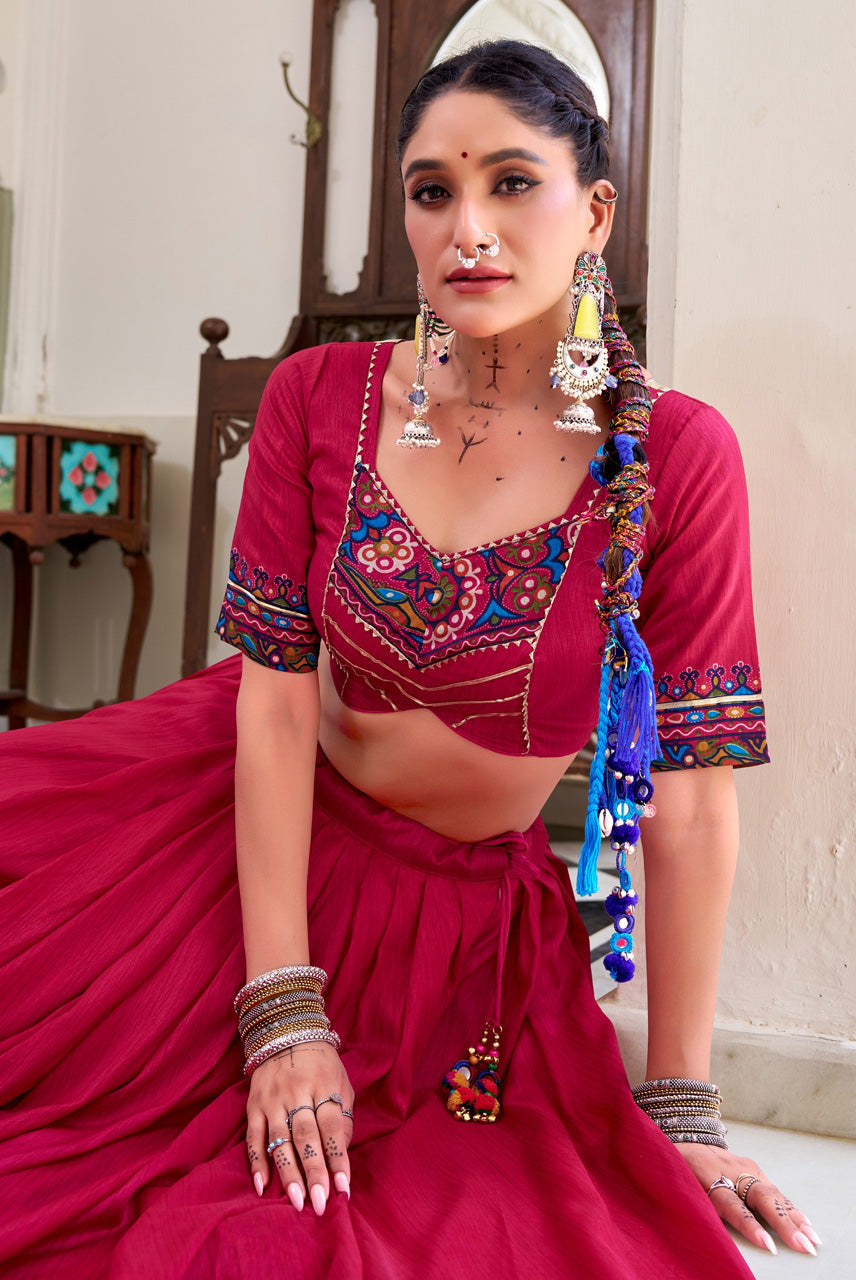 Rani Pink Navratri Lehenga Choli Set