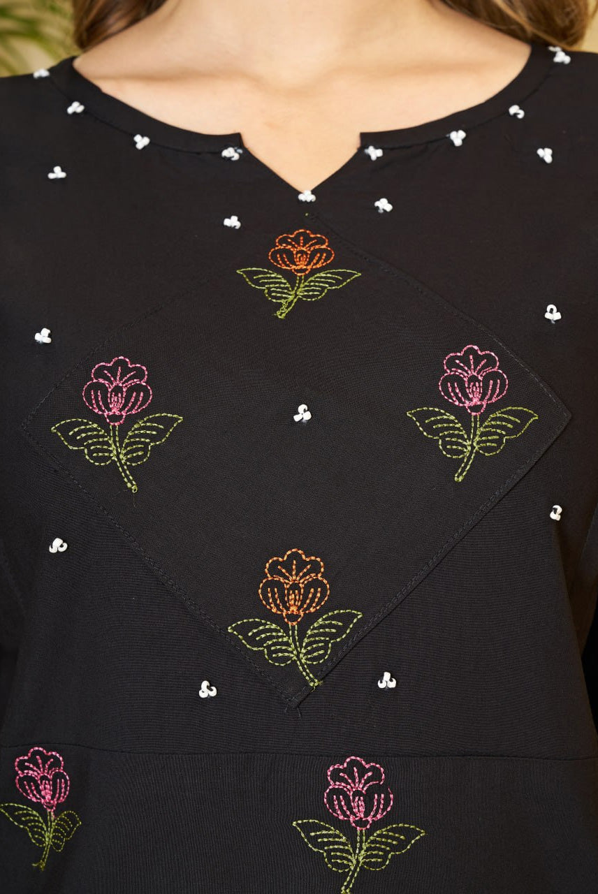 Black Embroidered Kurta & Palazzo Set – Classic Elegance Redefined