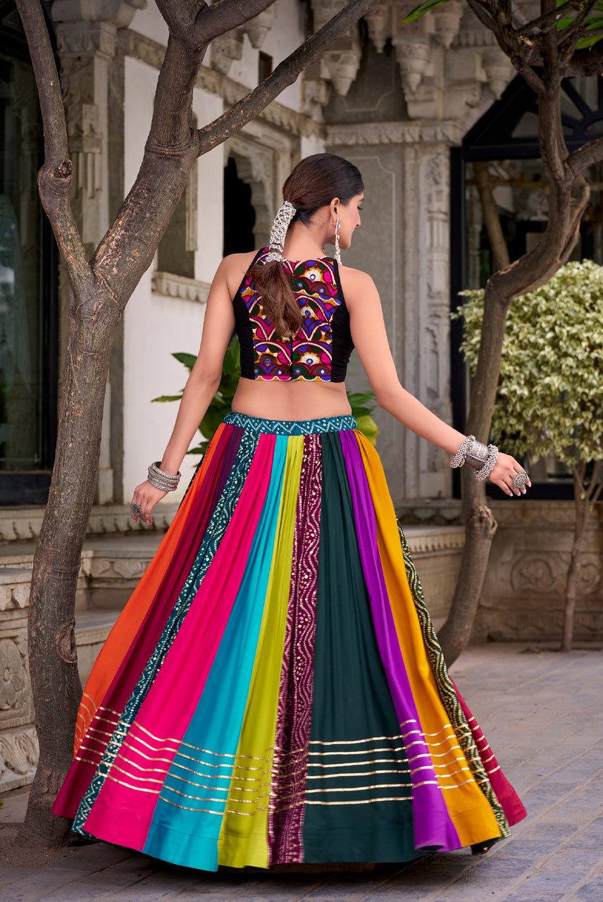 Rangilo Navratri Multicolor Mirror Work Chaniya Choli Set