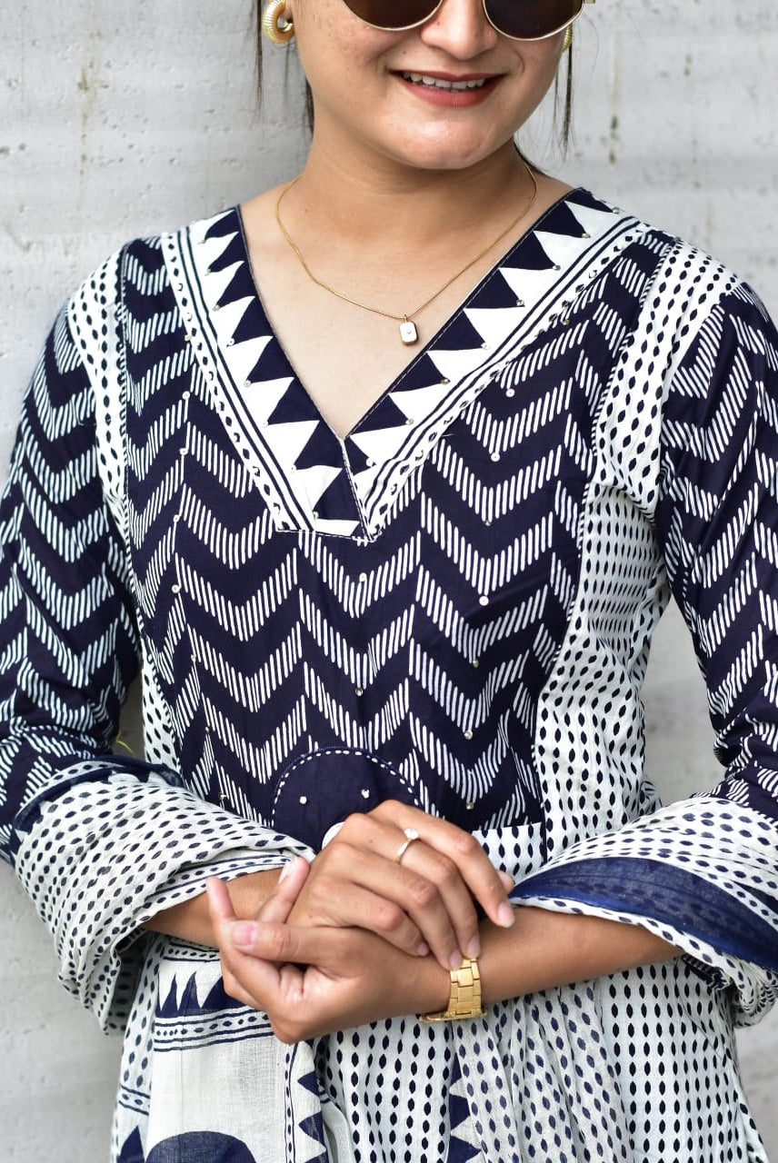 Indigo Boho Print Kurta Set
