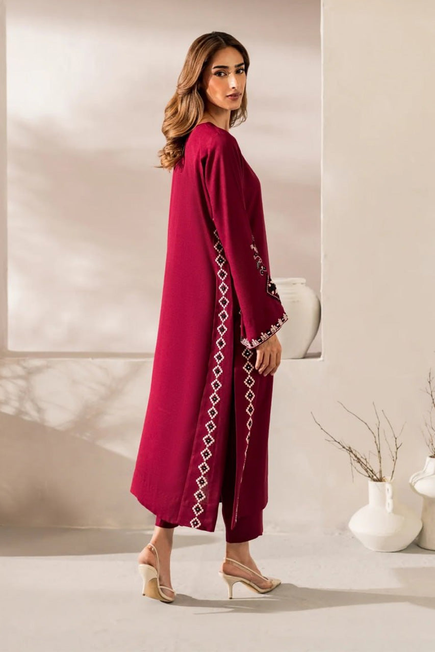 Mehroon Royale Embroidered Kurta Pant Set with Sheer Designer Dupatta
