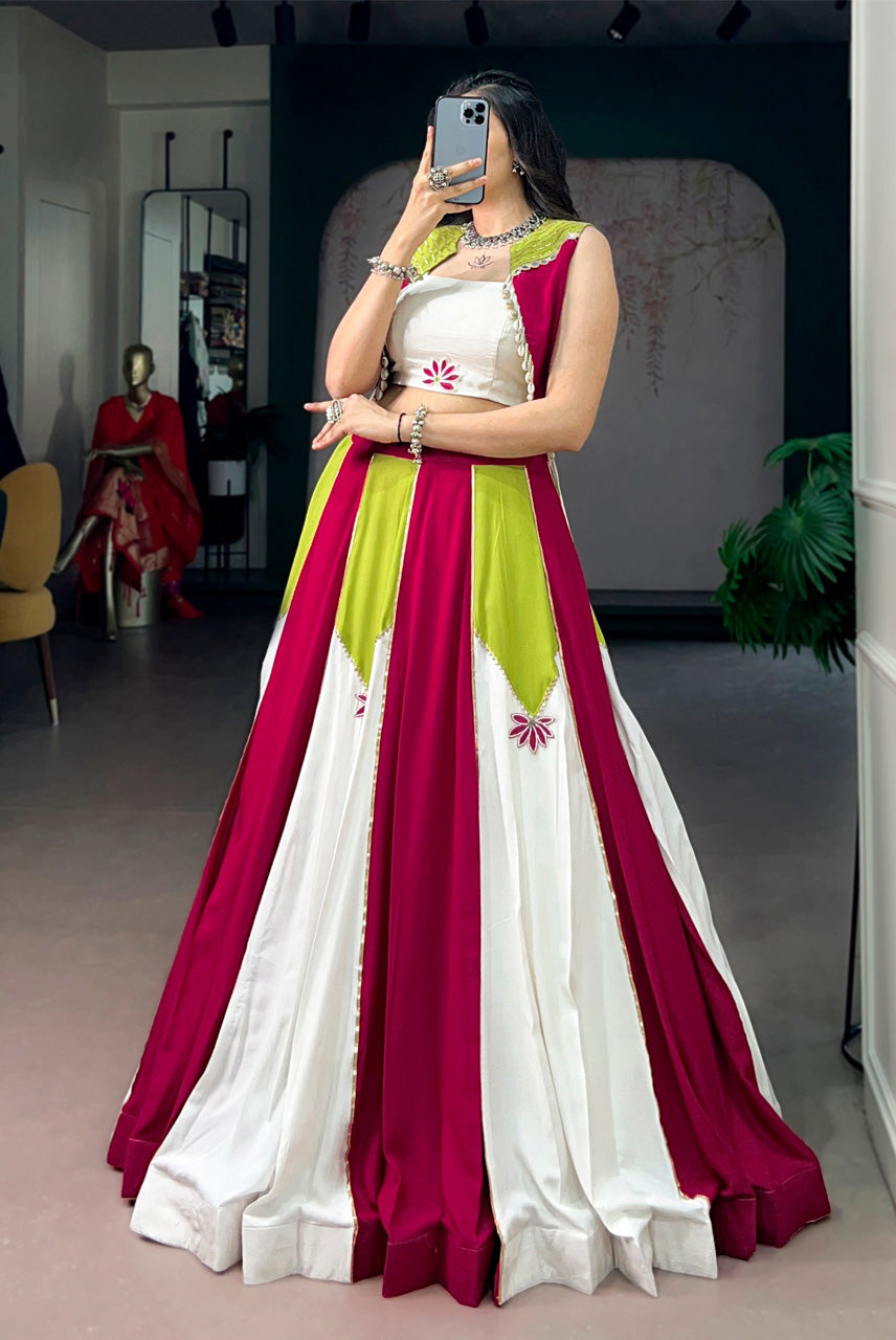 Rangrez Fuchsia & Ivory Navratri Chaniya Choli with Koti Set