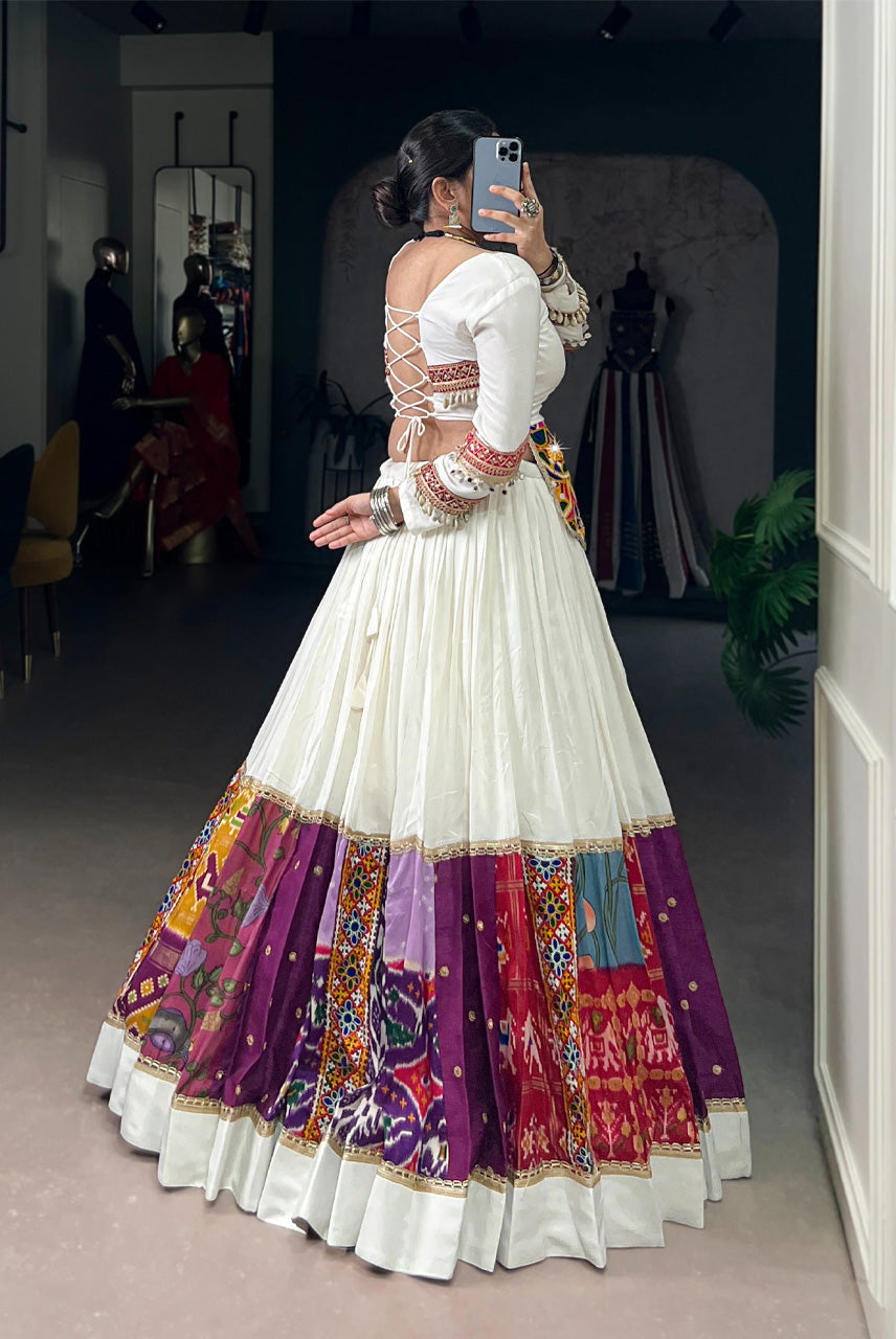Ivory Multicolor Patchwork Anarkali Set