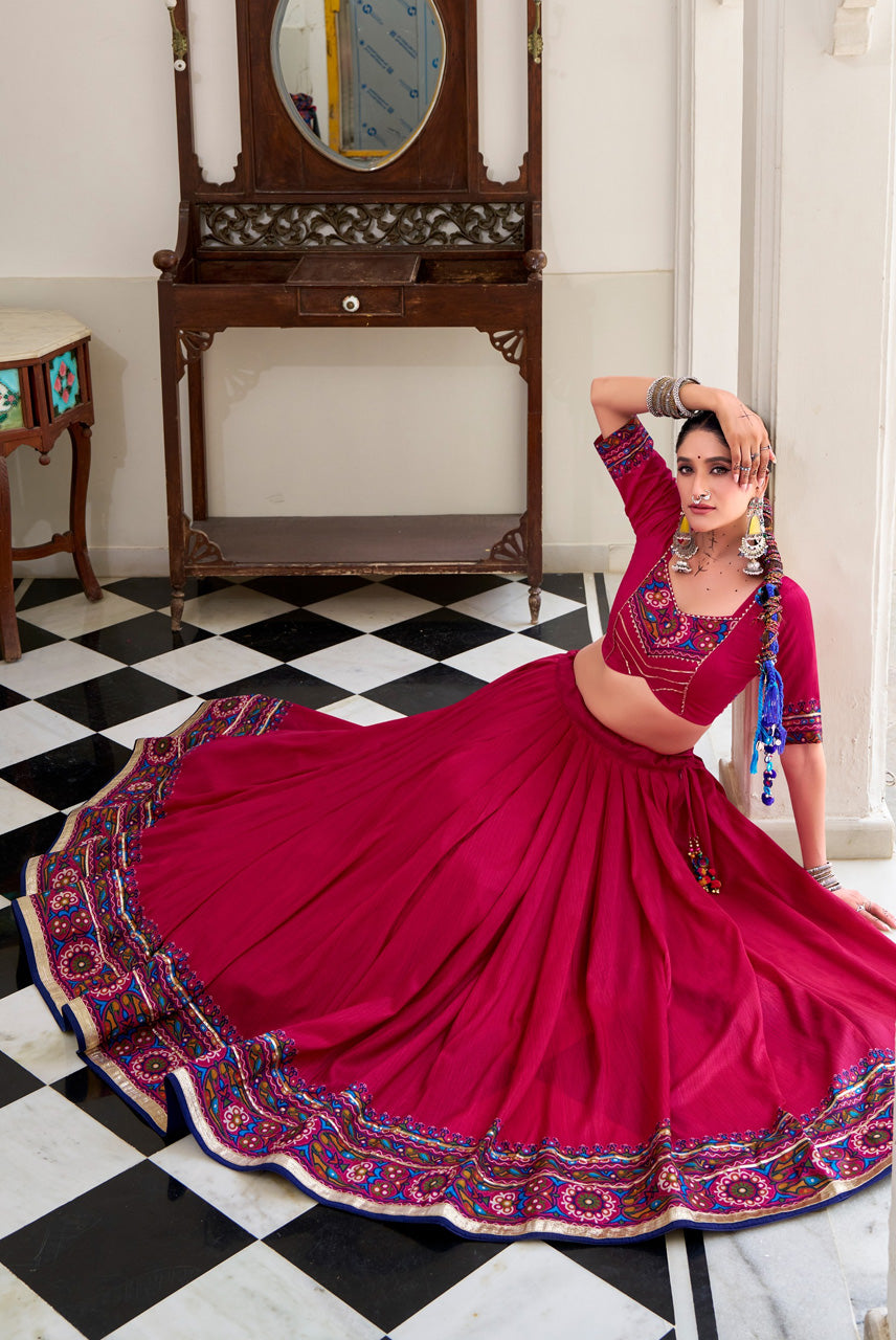 Rani Pink Navratri Lehenga Choli Set