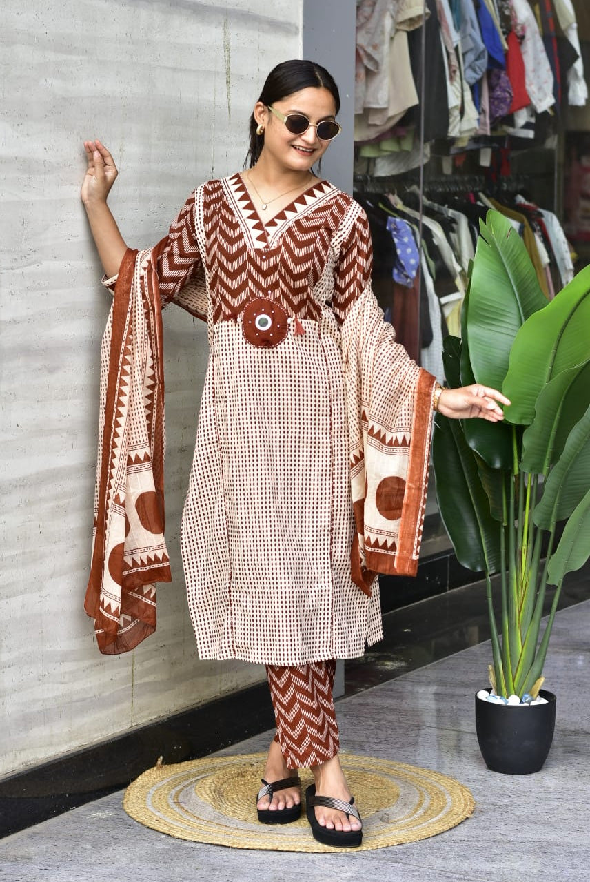 Earthy Tribal Print Kurta Set