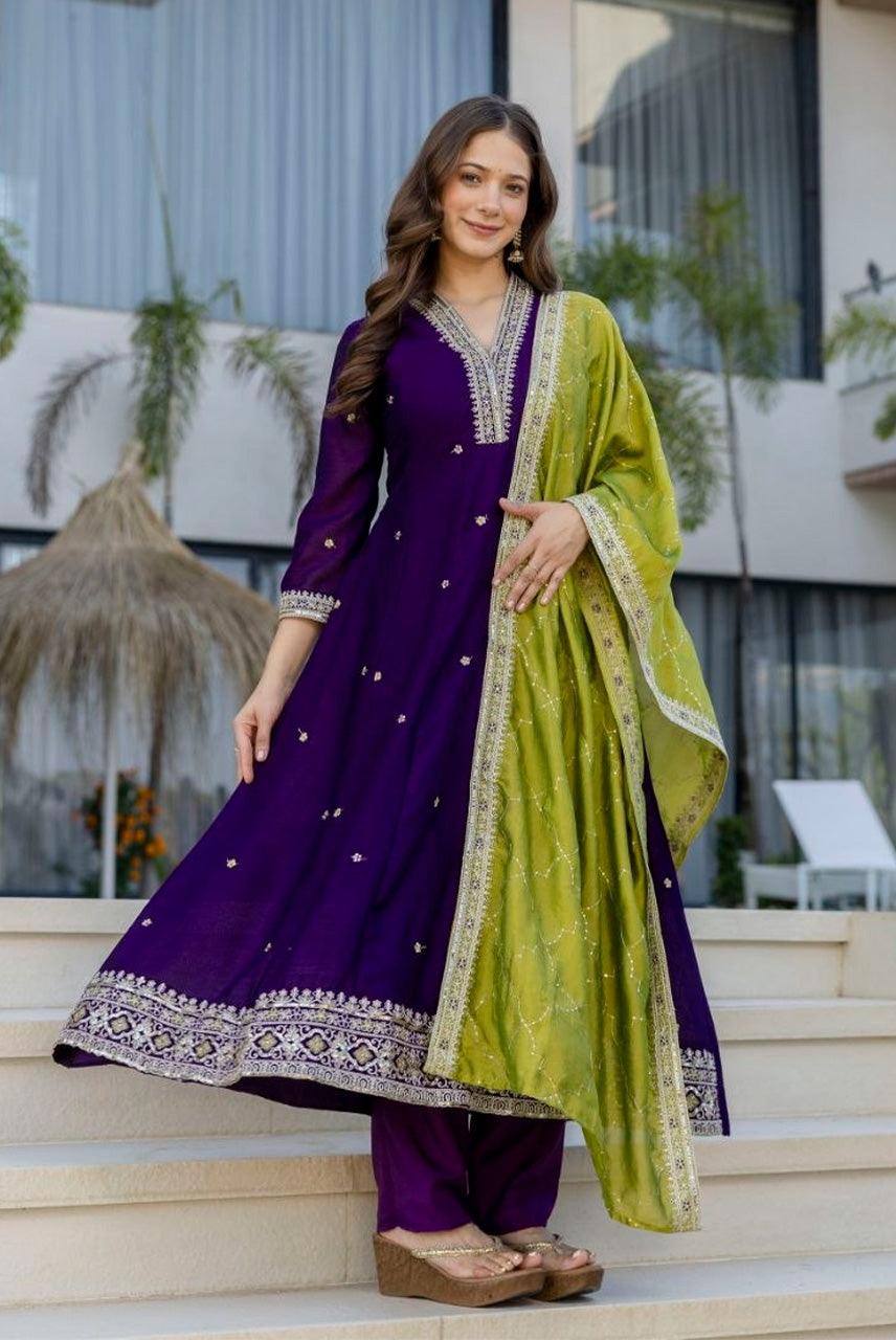 Royal Violet Festive Suit Set