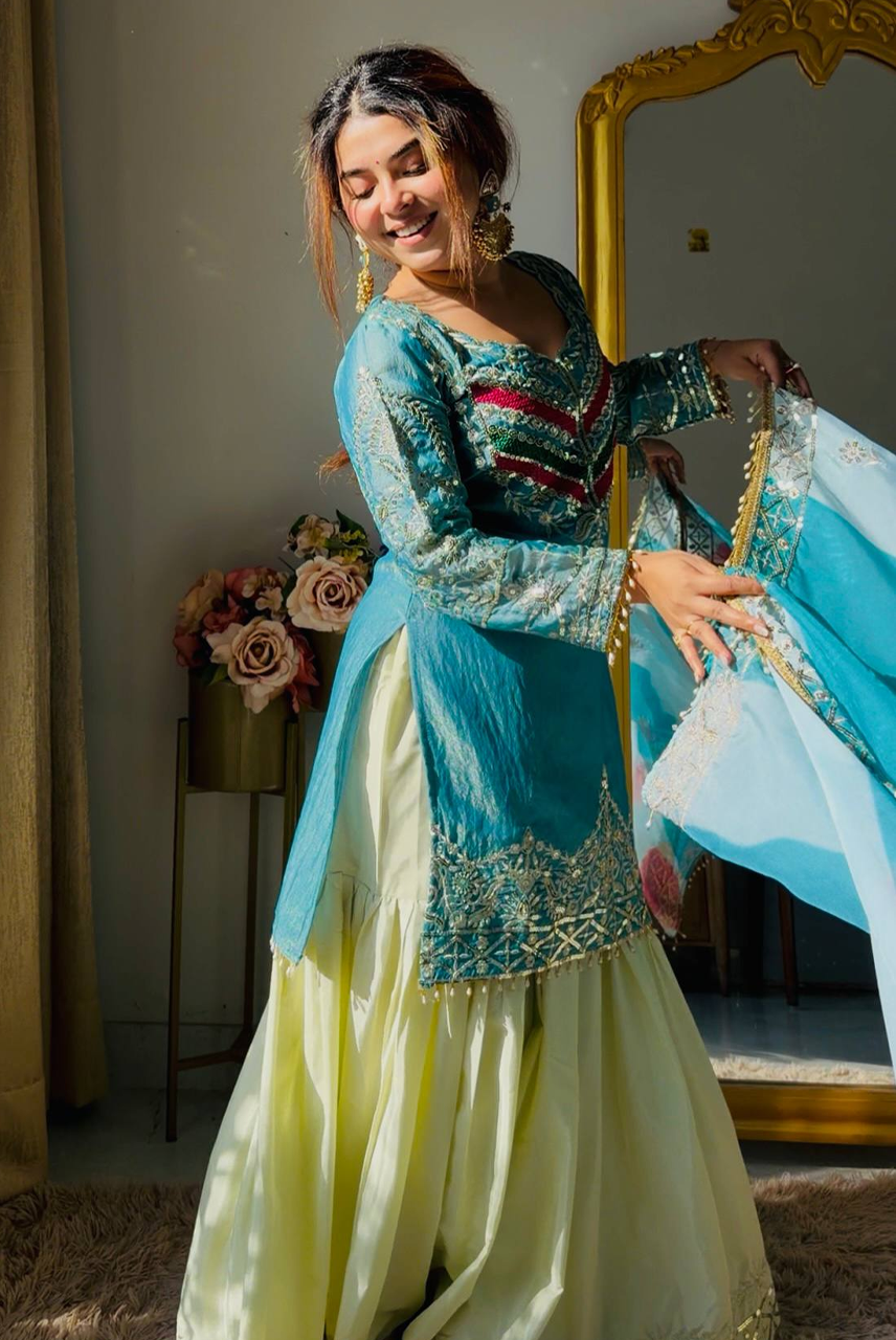 Aqua Noor Gharara Set