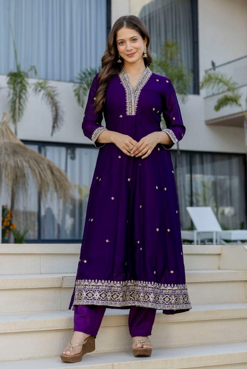 Royal Violet Festive Suit Set