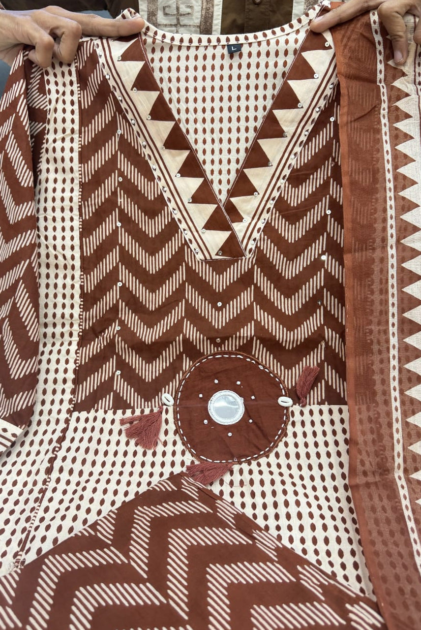 Earthy Tribal Print Kurta Set
