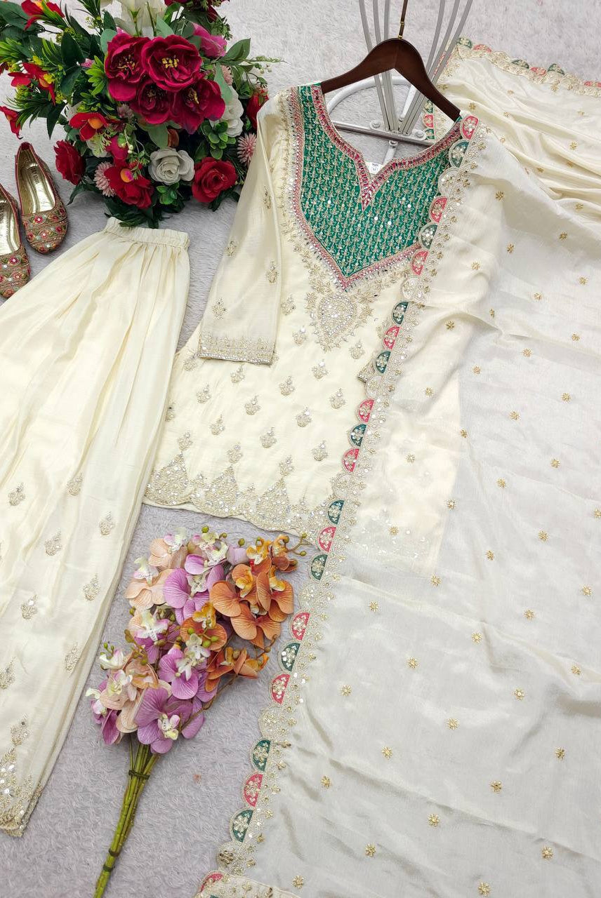 Ivory Mint Sharara Set