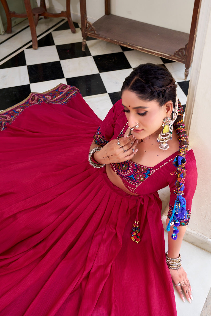 Rani Pink Navratri Lehenga Choli Set